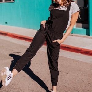 ALBION Fit Square Neck Bib Overall Jumpsuit Black